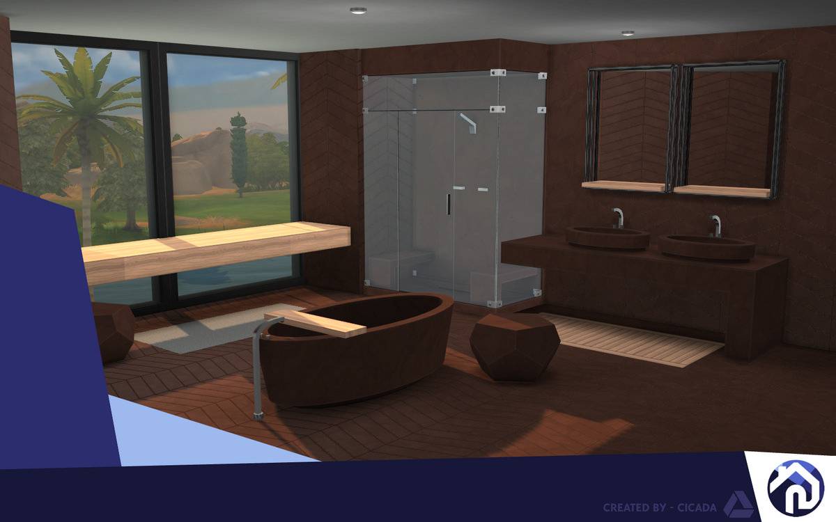 Набор для ванной комнаты - Hout Huis - Part 3 (Master Bathroom) для The Sims  4 - Synthira.ru