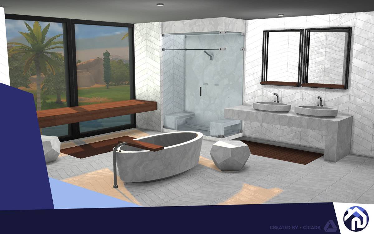 Набор для ванной комнаты - Hout Huis - Part 3 (Master Bathroom) для The Sims  4 - Synthira.ru