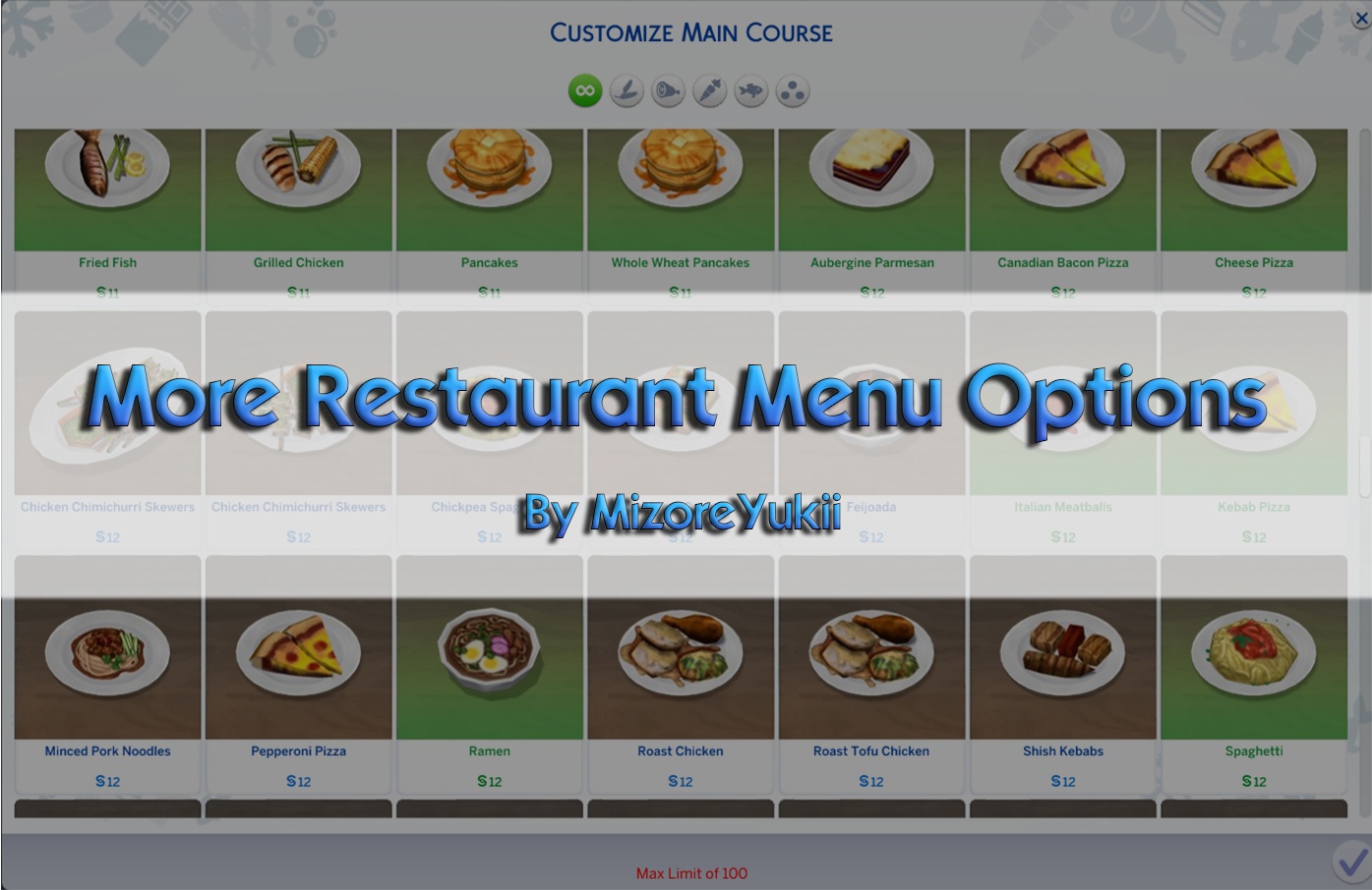 Больше вариантов меню в ресторане / More Restaurant Menu Options для The Sims  4 - Synthira.ru